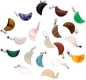 img 3 attached to Wholesale Set of 20 Crescent Moon Shaped Crystal Chakra Healing Point Reiki Charms for DIY Necklace Jewelry Making, in Assorted Colors - KeyZone