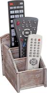 🗄️ mygift rustic wood 3 slot remote control caddy and office supply storage rack in brown: organize and declutter your space logo