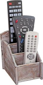 img 4 attached to 🗄️ MyGift Rustic Wood 3 Slot Remote Control Caddy and Office Supply Storage Rack in Brown: Organize and Declutter Your Space