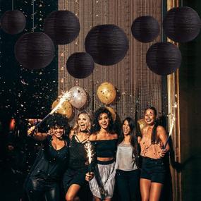 img 2 attached to Famolay Black Paper Lanterns: 12 Assorted Sizes for Home Decor, Parties & Weddings