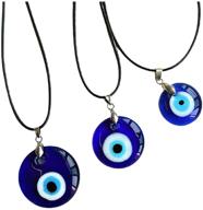 🧿 turkish evil eye necklace with blue glass pendant, hamsa hand leather rope chain necklace - lucky protection jewelry for women, men, girls logo