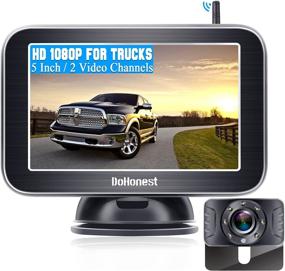 img 4 attached to 🚚 HD 1080P Беспроводная задняя камера с 5-дюймовым монитором для грузовика, пикапа, легкового автомобиля, минивэна и небольшого автодома - DoHonest V25