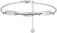 💪 stainless steel engraved inspirational link bracelets for women and girls - motivational quote jewelry logo