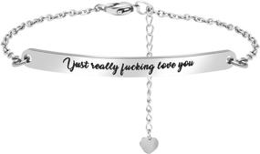 img 2 attached to 💪 Stainless Steel Engraved Inspirational Link Bracelets for Women and Girls - Motivational Quote Jewelry