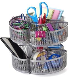 img 1 attached to 🔄 Nifty Organizing Carousel: 360-Degree Spinning Silver Finish Organizer for Beauty Supplies, Cosmetics, Bathroom, and Bedroom Vanity Storage