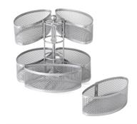 🔄 nifty organizing carousel: 360-degree spinning silver finish organizer for beauty supplies, cosmetics, bathroom, and bedroom vanity storage logo