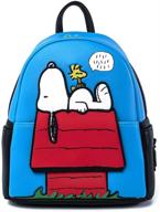 loungefly peanuts snoopy doghouse faux leather mini backpack purse for women logo