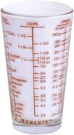 kolder mix n measure glass cup - multi-purpose liquid & dry measuring cup with 6 units of measurement - heavy glass - red logo