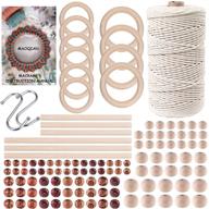 120-piece macrame kits for beginners: 3mm x 109yards natural cotton macrame cord with wooden beads, rings, sticks, and metal rings - best macrame supplies for plant hangers logo