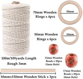 img 3 attached to 120-piece Macrame Kits for Beginners: 3mm x 109yards Natural Cotton Macrame Cord with Wooden Beads, Rings, Sticks, and Metal Rings - Best Macrame Supplies for Plant Hangers