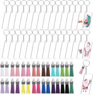 🔑 seo-optimized acrylic keychain blanks set: 120 transparent vinyl kit key chain pieces, including 30 acrylic blanks, 30 key chain rings, 30 jump rings, and 30 tassels (rectangle) logo