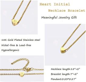 img 2 attached to Dainty Gold Initial Heart Necklace and Bracelet Set for Women - Personalized Letter Heart Choker Necklace and Bracelet Gifts for Girls - Elegant Jewelry Set