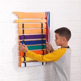 img 3 attached to KidKraft Martial Arts Wooden Belt Holder Display - Holds 8 Belts (Unpersonalized) - 24.5 Inches