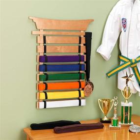 img 2 attached to KidKraft Martial Arts Wooden Belt Holder Display - Holds 8 Belts (Unpersonalized) - 24.5 Inches