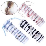 💎 lucky bowknot hair ties: high elasticity scrunchies with fashion pearls for ladies and women, ideal for thick or thin hair (black, blue, pink) logo