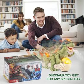 img 1 attached to 🦖 Realistic Electronic Walking Dinosaur Toy for Toddlers