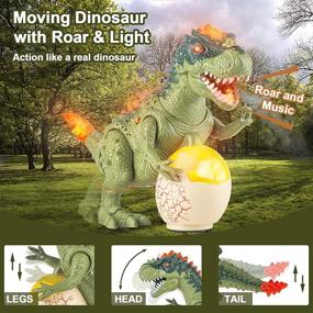 img 3 attached to 🦖 Realistic Electronic Walking Dinosaur Toy for Toddlers