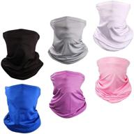 🌞 stay cool and protected: 6 piece uv protection neck gaiter scarf bandanas for breathable summer face cover logo