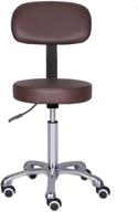 kaleurrier rolling swivel adjustable heavy duty drafting stool chair with wheels and back - ideal for salon, medical, office, and home uses (coffee) logo