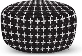 img 4 attached to 🛋️ Modern Ottoman Pouf by Ambesonne: Abstract Hand Drawn Plus Sign Design in Repetitive Style for Living Room and Bedroom Decor - Soft Foot Rest with Removable Black Charcoal Cover