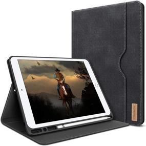 img 4 attached to 📱 iPad Air 10.5&quot; 3rd Generation Case and 2019 iPad Pro 10.5 inch Case with Pencil Holder - Folio PU Leather Smart Cover with Pocket, Auto Sleep/Wake Protector