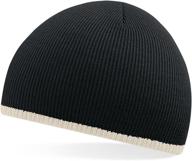 🧢 beechfield mens warm knitted beanie ski hat: pull-on style with contrast trim logo