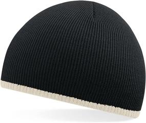 img 1 attached to 🧢 Beechfield Mens Warm Knitted Beanie Ski Hat: Pull-on Style with Contrast Trim