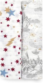 img 4 attached to 🧣 aden + anais Swaddle Blanket, Boutique Muslin Blankets for Girls & Boys, Baby Receiving Swaddles, Best Newborn & Infant Swaddling Set, Ideal Shower Gifts, 2 Pack, Harry Potter