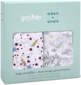 img 2 attached to 🧣 aden + anais Swaddle Blanket, Boutique Muslin Blankets for Girls & Boys, Baby Receiving Swaddles, Best Newborn & Infant Swaddling Set, Ideal Shower Gifts, 2 Pack, Harry Potter