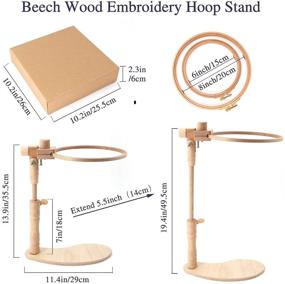 img 2 attached to 🪡 ZOCONE Beech Wood Adjustable Embroidery Hoop Stand with 7'' and 8'' Hoops - Wooden Embroidery Stand and Hoop Holder for Cross Stitch and Embroidery Projects
