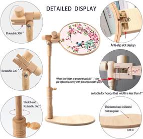 img 3 attached to 🪡 ZOCONE Beech Wood Adjustable Embroidery Hoop Stand with 7'' and 8'' Hoops - Wooden Embroidery Stand and Hoop Holder for Cross Stitch and Embroidery Projects