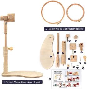 img 1 attached to 🪡 ZOCONE Beech Wood Adjustable Embroidery Hoop Stand with 7'' and 8'' Hoops - Wooden Embroidery Stand and Hoop Holder for Cross Stitch and Embroidery Projects
