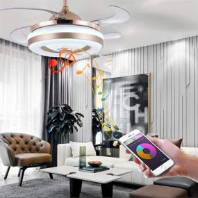 img 2 attached to 🌀 Effperfect 42'' Modern Ceiling Fan with Light Bluetooth Music Player Ceiling Fans Dimmable Free Color Changes Chandelier Smart Lighting Fixture, Silent Motor with LED Kits Included (42'' Fancy): Enhance Your Space with Stylish and Functional Ceiling Fan!