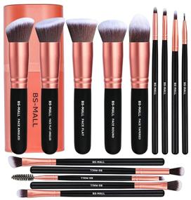 img 4 attached to BS-MALL Makeup Brushes Premium Synthetic Foundation Powder Concealers Eye Shadows Brush Set, 14 Pcs, Rose Golden, 1 Count