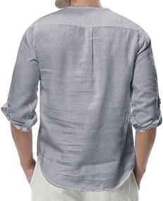 img 2 attached to 👔 Cotton Henley Shirts with Sleeve Blouses – Men's Clothing and Shirts