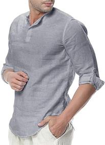 img 3 attached to 👔 Cotton Henley Shirts with Sleeve Blouses – Men's Clothing and Shirts