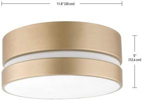 img 2 attached to 🌟 Globe Electric Novogratz x Globe Aurora 2-Light Flush Mount Ceiling Light in Soft Gold with Inner Frosted Shade: Enhance Your Space with Modern Elegance