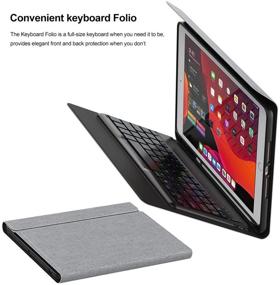 img 2 attached to 🔌 Feitenn iPad 10.2 Keyboard Case - Gray | New iPad 7th Gen 2019 Tablet Cover | Sleep/Wake Smart Cover | Pencil Holder | Stand | Wireless Bluetooth Keyboard for Apple iPad 10.2'' 2019 - Charge Support | PU Folio