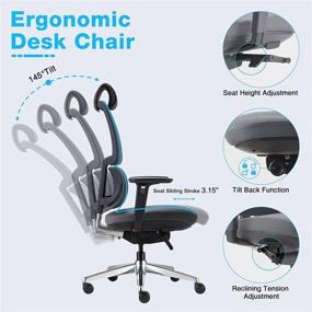 img 2 attached to 🪑 ALFA Furnishing Ergonomic Desk Chair: Executive Office Chair with Adjustable Lumbar Support, 3D Armrest, High Back, Sliding Seat, Rolling Swivel – perfect for Home and Gaming