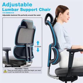 img 3 attached to 🪑 ALFA Furnishing Ergonomic Desk Chair: Executive Office Chair with Adjustable Lumbar Support, 3D Armrest, High Back, Sliding Seat, Rolling Swivel – perfect for Home and Gaming