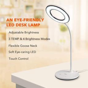 img 3 attached to 💡 Miady LED Desk Lamp - Eye-Caring Table Lamp, 3 Color Modes, 4 Brightness Levels, Dimmable Office Lamp with Adapter, Touch Control Sensitive, 360° Flexible