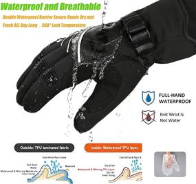 img 2 attached to 🧤 Ultimate Winter Protection: Waterproof & Windproof Gloves for Men and Women -30°F 3M Thinsulate Thermal, Touch Screen Compatible Gloves for Skiing, Cycling, Motorcycle, Running & More