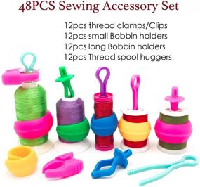 img 3 attached to 🧵 Efficiently Organize Your Sewing Accessories with 48 Pieces of Bobbin Thread Buddies Bobbin Holder Clips, Clamps, and Spool Huggers for Embroidery, Quilting, and Sewing