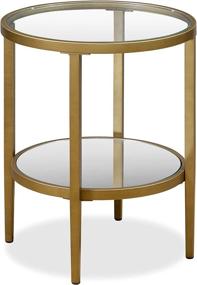 img 2 attached to 🌟 Henn and Hart Gold 2-Tier End Table with Mirrored Shelf, 23.6 Inches Height x 19.6 Inches Length x 19.6 Inches Width