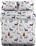 christmas deer print king 4pc bed sheets set, royal tradition heavyweight flannel, 100% cotton, 170 gsm logo