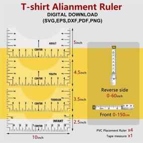 img 2 attached to 👕 4Pcs T-Shirt Alignment Ruler Set - Craft Ruler Tool with Soft Tape Measure, Fashion Center Design Tee Guide for Applying Vinyl and Sublimation Designs On Shirts - Includes Size Chart (Transparent)