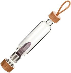 img 1 attached to 💎 BPA-Free X-Creative Bamboo Crystal Water Bottle: Gemstone Infused Rose Amethyst Crystal Quartz Wand with Healing Crystal Point