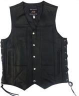 high-quality 4fit men's black genuine leather biker vest with 10 pockets - s to 12xl options logo