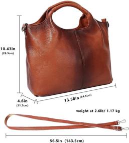 img 2 attached to 👜 Valrena Genuine Leather Handbags: Stylish Brown Shoulder Tote Organizer with Versatile Crossbody & Top Handles – Designer Purse for Women