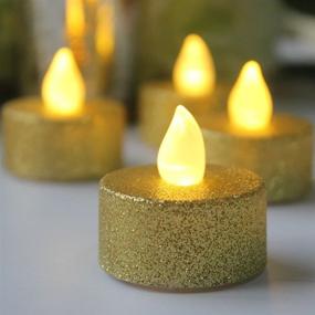 img 1 attached to 🕯️ 24-Pack Battery Operated Gold LED Tea Lights: Flickering Warm White Flameless Votive Candles for Wedding, Table, Festival Celebration